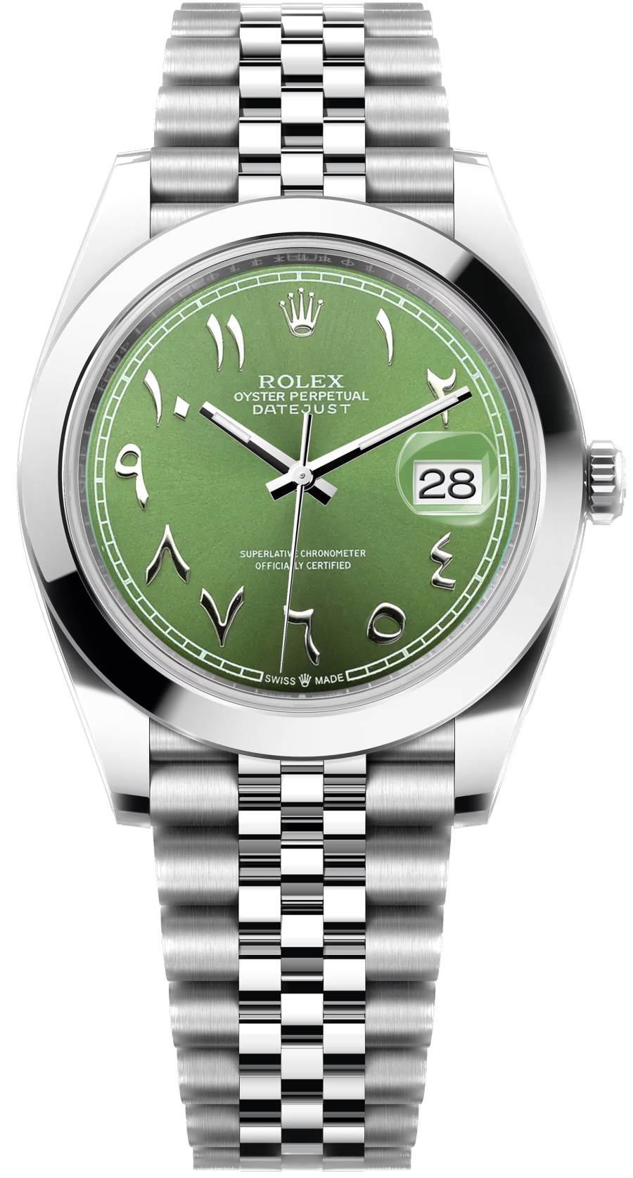 ROLEX DATEJUST 41MM STEEL GREEN ARABIC DIAL CUSTOM